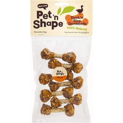 Pet 'n Shape Duck 'n Rice Dumbbells Dog Treats, 16 oz. Resealable Bag
