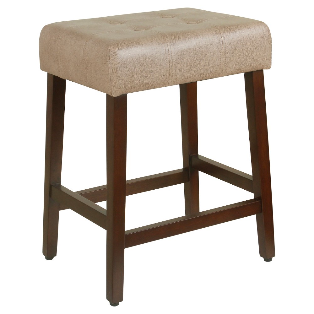 Tufted Faux Leather Counter Stool Taupe Brown - Homepop was $89.99 now $67.49 (25.0% off)