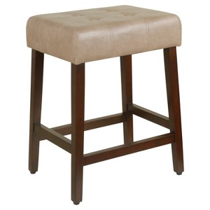 Tufted Faux Leather Counter Stool Taupe Brown - Homepop , Brown Brown