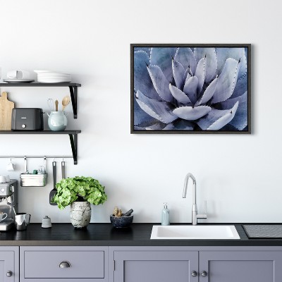 Violet Cactus Framed Canvas Print, 18x24, Dark Gray Frame