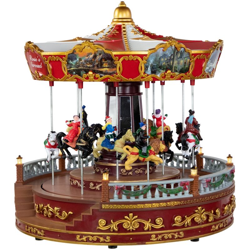 Northlight 14" LED Lighted Animated and Musical Carousel Christmas Decoration, 3 of 7