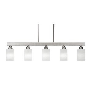 Toltec Lighting Edge 5 - Light Island Pendant Light in  Brushed Nickel with 4" White Matrix Shade - 1 of 1