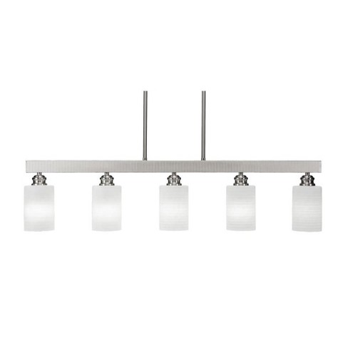 Toltec Lighting Edge 5 - Light Island Pendant Light in  Brushed Nickel with 4" White Matrix Shade - image 1 of 1