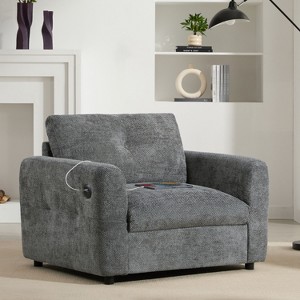 Sapphtopaz Chenille Sofa with Tufted Wide Seat Upholstered Couches for Living Room with Dual-port Charger Single Couch for Apartment,Bedroom - 1 of 4