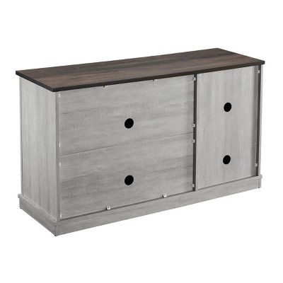 48 in. Rustic Off-White Wood TV Stand with Cabinet