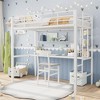 Loft Bed Twin Size with Large Desk and 2-Tier Storage Shelves, Heavy Duty Metal Loft Bed with Ladder and Guardrail for Kids and Adults - 2 of 4