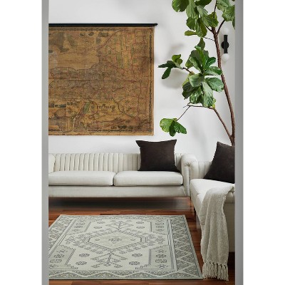 Sage Green Medallion Wool and Nylon Area Rug 9'9" x 12'6"