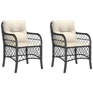 vidaXL Patio Chairs with Cushions/Black PE Rattan/Garden Seating Set - Outdoor Lounge / 2 Chairs/Cushioned Seats - 1 of 4