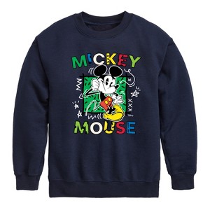 Boys' - Disney - Mickey Mouse Cartoon Pop Graphic Long Sleeve Fleece Sweatshirt - 1 of 4