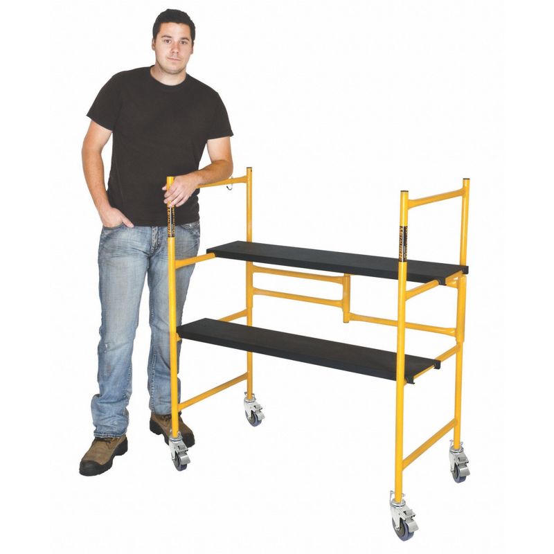 MetalTech 4 Foot High Portable Adjustable Platform Basic Mini Mobile Scaffolding Ladder with Locking Wheels, 3 of 7