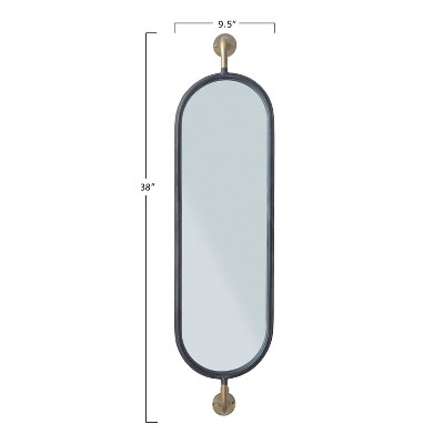 Small Oval Black and Gold Metal Framed Decorative Mirror