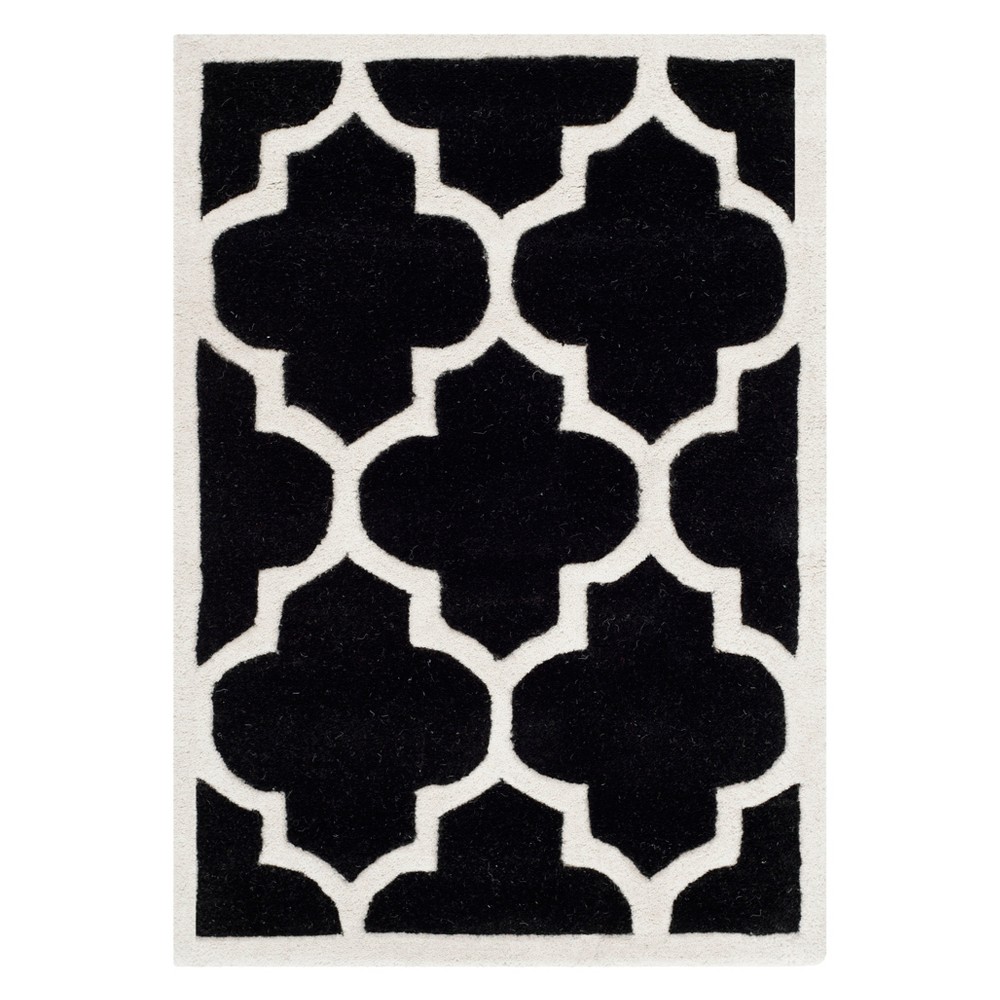 2'x3' Brandy Quatrefoil Design Tufted Area Rug Black/Ivory - Safavieh