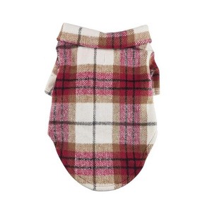 Doggie Design Red and White Plaid Flannel Dog Shirt - 1 of 3