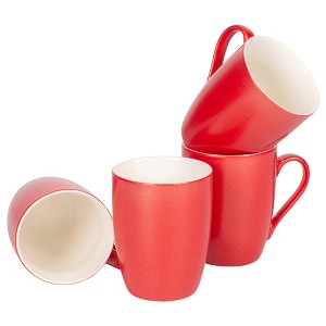 Elanze Designs Crimson Red Glossy Finish 10 Oz. New Bone China Coffee Cup Mugs Set of 4 - 1 of 4