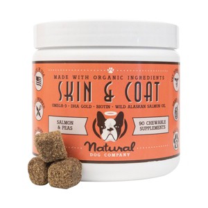 Natural Dog Company Skin & Coat Supplement - Salmon/Peas - 90ct - 1 of 4