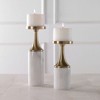 Uttermost Castiel Marble Candleholders Set of 2 with Antique Brass Finish & White Marble, S-5×10×5, L-5×13×5 - 4 of 4