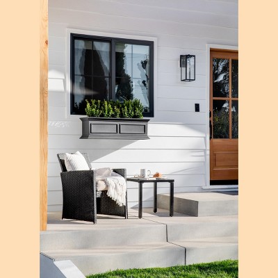 Estate-Inspired Brixton Black Railing Planter, 36" Recycled Plastic