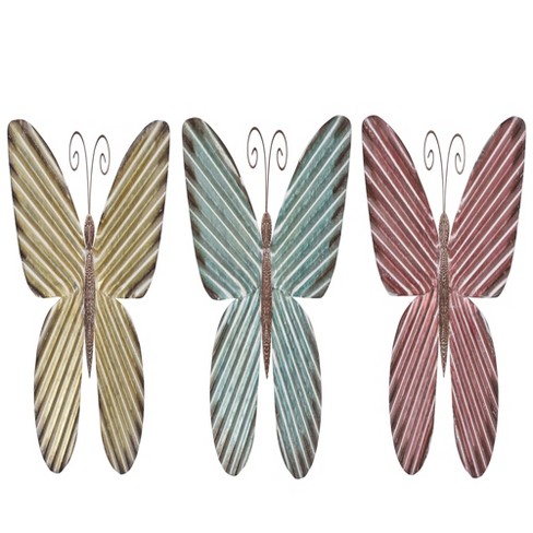 Transpac Metal Corrugated Butterfly Wall Art Set of 3 - image 1 of 1