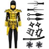 Joyfy 17Pcs Ninja Halloween Costume Set for Boys with Mask & Armor | Complete Golden Ninja Outfit or Halloween, Dress-Up, Role Play - 2 of 4