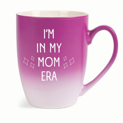 Elanze Designs In My Mom Era Two Toned Ombre Matte 10 ounce New Bone China Coffee Tea Cup Mug, Pink and White