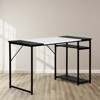 FurnitureR 47.2" Study Writing Desk with Storage Shelves, Computer Desk with Metal Frame, Space-Saving Workstation Table for Home Office, Black/White - 3 of 4