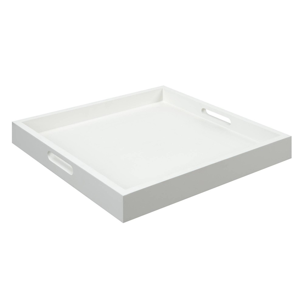 Photos - Other Decoration Palm Beach Tray White - Breighton Home: Modern MDF Serving Platter with Cut Out Handles, No Assembly Required