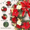 TackView 24" Christmas Wreath with Red Bow, Artificial Flowers & Xmas Balls for Fireplace Wall Window Door Tabletop Holiday Decoration - 3 of 4