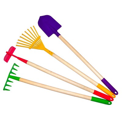 Kids Garden Tools Set, Rake, Spade, Hoe and Leaf Rake -Justforkids