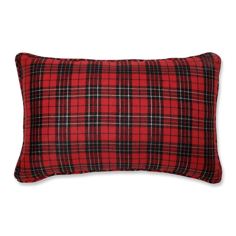11.5&#34;x18.5&#34; Indoor Christmas Plaid Lumbar Throw Pillow Red - Pillow Perfect, 1 of 9