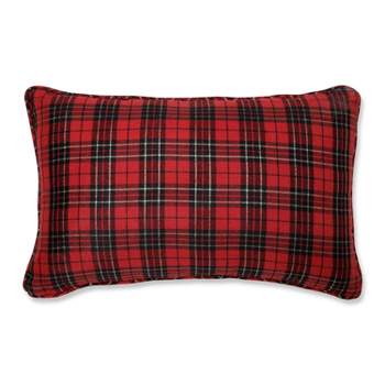 11.5"x18.5" Indoor Christmas Plaid Lumbar Throw Pillow Red - Pillow Perfect