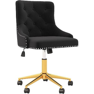 Upholstered Swivel Comfy Makeup Vanity Chair with Tufted Back