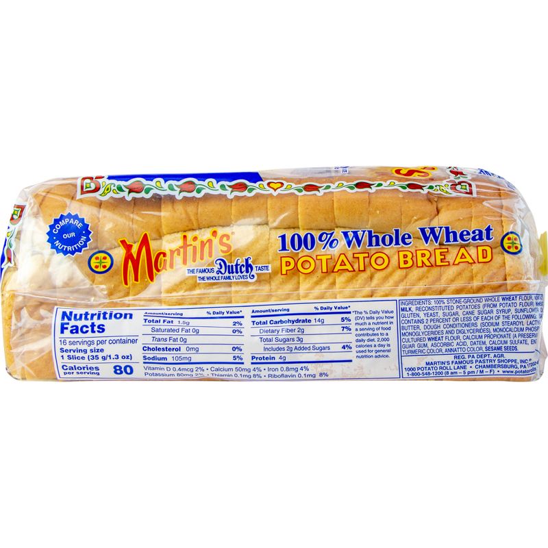 Martin's 100% Whole Wheat Potato Bread - 20oz, 4 of 11
