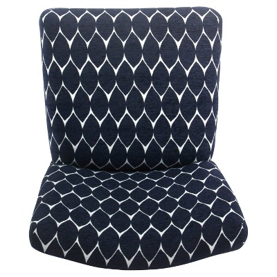 Mid-Tone Walnut Wood Barstool in Textured Navy - 24" Height