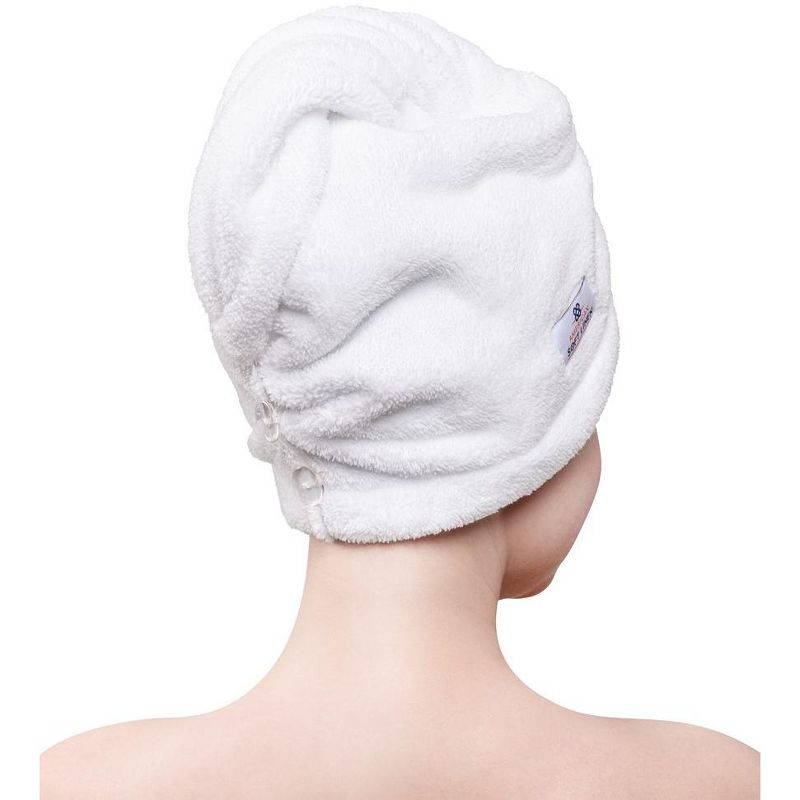 American Soft Linen Hair Towels for Women, 10 in by 25 in Head Towel Hair Turban Towel Wrap with Adjustable Button for Girls, 3 of 7