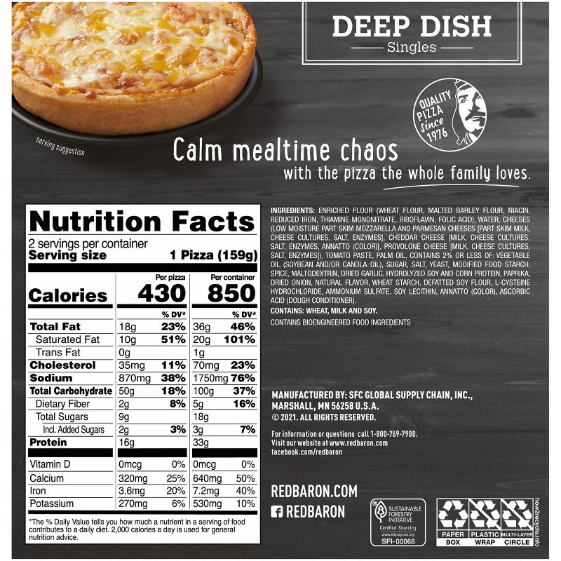 Red Baron Deep Dish Singles Four Cheese Frozen Pizza - 11.2oz, 5 of 12