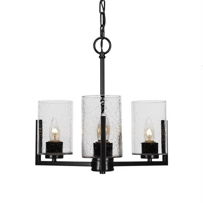 Toltec Lighting Atlas 3 - Light Chandelier in  Matte Black with 4" Clear Bubble Shade
