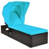 Costway Patio Rattan Lounge Chair Chaise Cushioned Top Canopy Adjustable Turquoise - 2 of 4