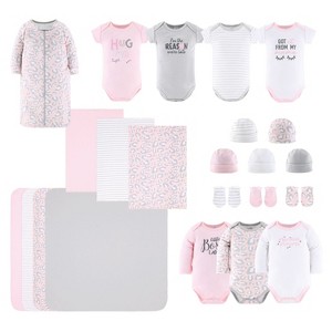 The Peanutshell Cotton Newborn Layette Set for Baby Girls - Pink Ditsy, 23-Pieces, Pink/Gray, 0-3 Months - 1 of 4