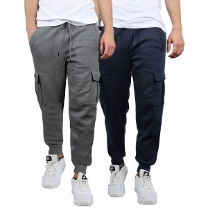 Blue Ice Apparel Men's Heavyweight Fleece-Lined Cargo Jogger Sweatpants -2 Pack - 1 of 3