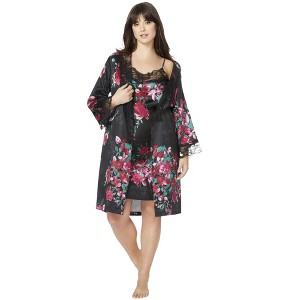 Amoureuse The Luxe Satin Short Peignoir Set - 1 of 4