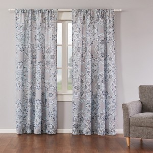 Tania Medallion Lined Curtain Panel with Rod Pocket - 2pk - Levtex Home - 1 of 3