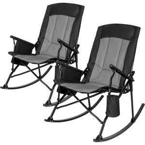SUNSPIRE Folding Rocking Camping Chair 2-Pack, Heavy Duty Padded Rocker ...