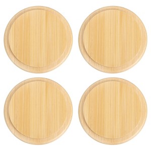 Unique Bargains Bamboo Reusable Lightweight Natural Texture Cup Lid 4 Pcs - 1 of 4