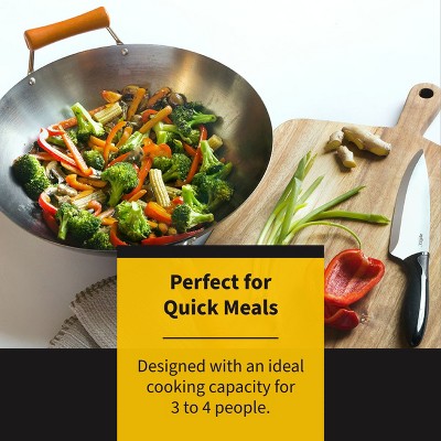 Ken Hom 14-Inch Carbon Steel Wok with Wooden Handle