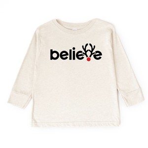 Believe Reindeer Antlers - Toddler Long Sleeve Tee - 1 of 2