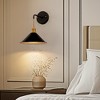 DORESshop 9 in. Cone Shade White /Black Metal Sconce Lighting with Bulbs (2-Pack), Wall Mounted Lamp for Living Room, Bedroom, or Hallway - 3 of 4