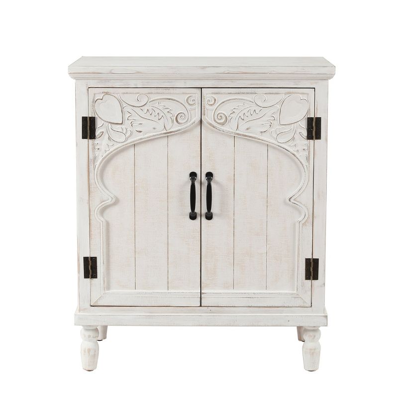 LuxenHome Farmhouse White Wood 2-Door Accent Storage Cabinet, 1 of 12