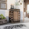 24/7 Shop At Home Bundti Mini Bar with 8 Slot Wine Bottle Rack Reclaimed Oak: Adjustable Shelf, MDF Storage Cabinet - 2 of 4