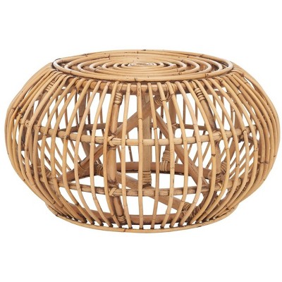 Jacynda Round Honey Brown Rattan Storage Ottoman