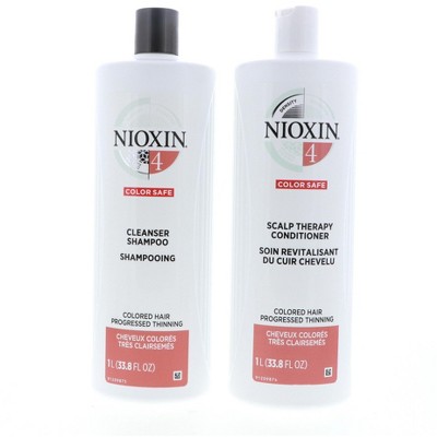 Nioxin System 4 Cleanser & Scalp Therapy Shampoo and Conditioner for Fine Treated Hair Duo Set, 33.8 oz